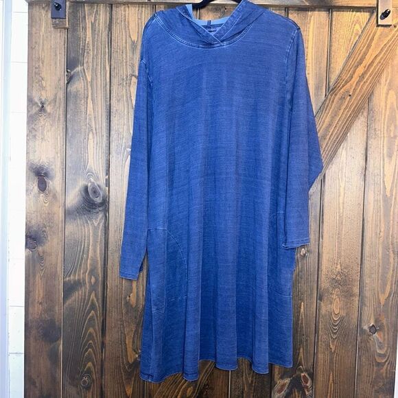 J Jill Dresses & Skirts - J Jill Pure Indigo Blue Hooded Mini Dress
